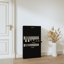 vidaXL fekete szerelt fa cipősszekrény 59x17x108 cm bútor