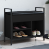 vidaXL Fekete szerelt fa cipőtároló pad 65,5 x 32 x 57,5 cm