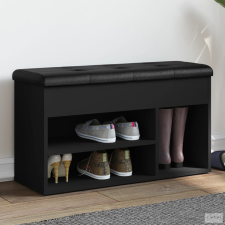 vidaXL Fekete szerelt fa cipőtároló pad 82 x 32 x 45,5 cm bútor