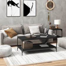 vidaXL fekete szerelt fa dohányzóasztal 80 x 50 x 40 cm bútor