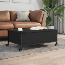 vidaXL fekete szerelt fa dohányzóasztal kerekekkel 91 x 55 x 34 cm bútor