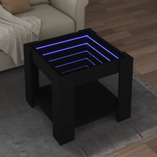 vidaXL fekete szerelt fa dohányzóasztal LED-del 53 x 53 x 45 cm bútor