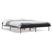 vidaXL fekete szerelt fa és fém ágykeret 135 x 190 cm ágy és ágykellék