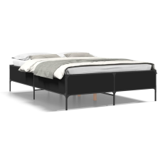 vidaXL fekete szerelt fa és fém ágykeret 140 x 200 cm ágy és ágykellék