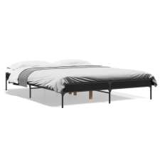 vidaXL fekete szerelt fa és fém ágykeret 150 x 200 cm ágy és ágykellék