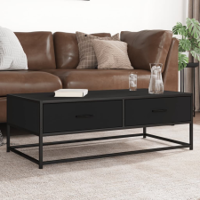 vidaXL fekete szerelt fa és fém dohányzóasztal 100 x 50 x 35 cm bútor