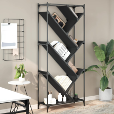 vidaXL fekete szerelt fa és fém könyvszekrény 79 x 30 x 180 cm bútor