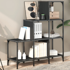 vidaXL fekete szerelt fa és fém könyvszekrény 92 x 30 x 102 cm bútor