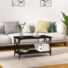vidaXL fekete szerelt fa és vas dohányzóasztal 80 x 45 x 45 cm bútor
