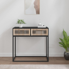vidaXL Fekete szerelt fa és vas tálalóasztal 80 x 30 x 75 cm bútor