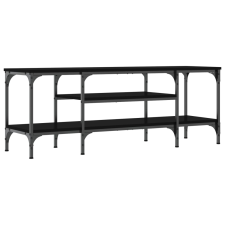 vidaXL fekete szerelt fa és vas TV-szekrény 121x35x45 cm (831803) bútor