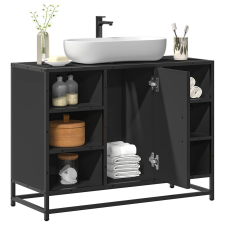 vidaXL fekete szerelt fa fürdőszobai mosdószekrény 80 x 33 x 60 cm fürdőszoba bútor