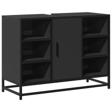 vidaXL fekete szerelt fa fürdőszobai mosdószekrény 80 x 33 x 60 cm (849289) fürdőszoba bútor