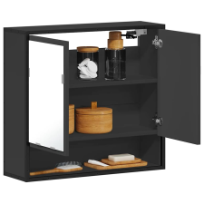vidaXL fekete szerelt fa fürdőszobai tükör 65x20x60 cm fürdőszoba bútor