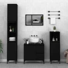 vidaXL Fekete szerelt fa fürdőszobaszekrény 30 x 30 x 190 cm fürdőszoba bútor