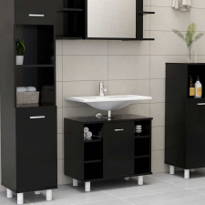 vidaXL Fekete szerelt fa fürdőszobaszekrény 60 x 32 x 53,5 cm fürdőszoba bútor