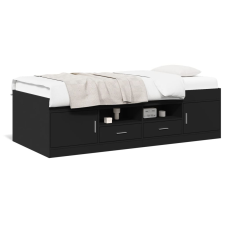 vidaXL fekete szerelt fa kanapéágy fiókokkal 75 x 190 cm ágy és ágykellék