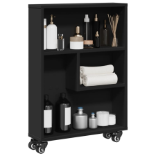 vidaXL fekete szerelt fa keskeny tárolókocsi 48 x 13 x 68 cm bútor