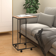 vidaXL fekete szerelt fa kisasztal kerekekkel 40 x 30 x 63,5 cm bútor