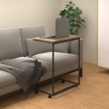 vidaXL fekete szerelt fa kisasztal kerekekkel 55x35x70 cm bútor