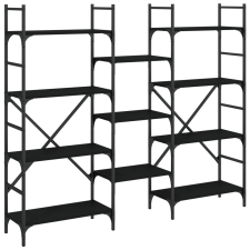 vidaXL fekete szerelt fa könyvespolc 160x28,5x136,5 cm (838873) bútor