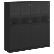 vidaXL fekete szerelt fa könyvespolc ajtóval 136 x 37 x 142 cm (3206525) bútor
