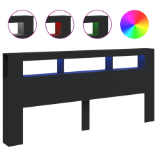 vidaXL fekete szerelt fa LED-es fejtámla 220x18,5x103,5 cm (837373) ágy és ágykellék