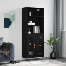 vidaXL fekete szerelt fa magasszekrény 69,5 x 34 x 180 cm bútor