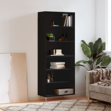 vidaXL fekete szerelt fa magasszekrény 69,5x32,5x180 cm bútor