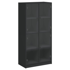 vidaXL fekete szerelt fa magasszekrény ajtókkal 68 x 37 x 109 cm (3295858) bútor