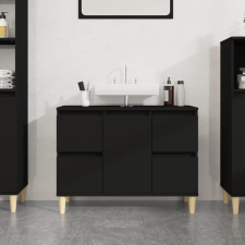 vidaXL fekete szerelt fa mosdószekrény 80 x 33 x 60 cm fürdőszoba bútor
