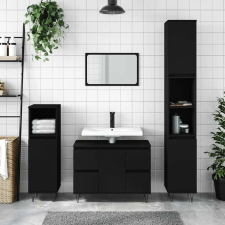 vidaXL fekete szerelt fa mosdószekrény 80 x 33 x 60 cm bútor