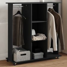 vidaXL Fekete szerelt fa ruhásszekrény kerékkel 102 x 38 x 110 cm bútor
