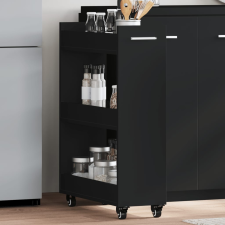 vidaXL fekete szerelt fa szekrény kerekekkel 60 x 22 x 79 cm bútor