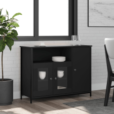 vidaXL fekete szerelt fa tálalószekrény 100 x 35 x 75 cm bútor