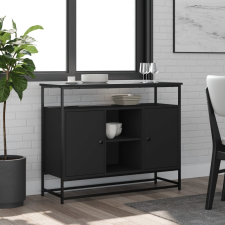 vidaXL fekete szerelt fa tálalószekrény 100 x 35 x 80 cm bútor