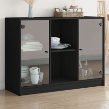 vidaXL fekete szerelt fa tálalószekrény 102x37x75,5 cm bútor
