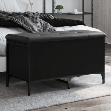 vidaXL fekete szerelt fa tárolópad 82 x 42 x 45 cm bútor