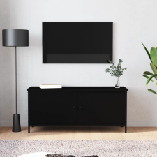vidaXL fekete szerelt fa TV-szekrény ajtókkal 102x35x45 cm bútor