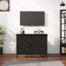 vidaXL fekete szerelt fa TV-szekrény ajtókkal 60x35x45 cm bútor