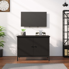 vidaXL fekete szerelt fa TV-szekrény ajtókkal 60x35x45 cm bútor