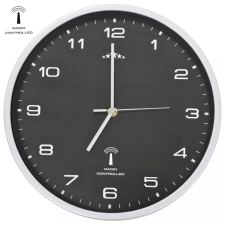 vidaXL Fekete színű rádióvezérelt falióra kvarcszerkezettel 31 cm falióra