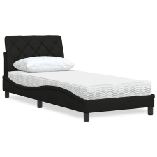 vidaXL fekete szövet ágy matraccal 90x200 cm ágy és ágykellék