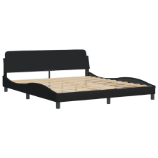 vidaXL fekete szövet ágykeret fejtámlával 180 x 200 cm (373227) ágy és ágykellék