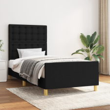vidaXL Fekete szövet ágykeret fejtámlával 90 x 200 cm ágy és ágykellék