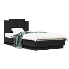 vidaXL fekete szövet ágykeret fiókokkal 75x190 cm ágy és ágykellék