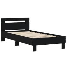 vidaXL fekete szövet ágykeret fiókokkal 75x190 cm (838569) ágy és ágykellék