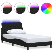 vidaXL fekete szövet ágykeret LED-ekkel matrac nélkül 100x200 cm (3310652) ágy és ágykellék