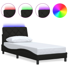 vidaXL fekete szövet ágykeret LED-ekkel matrac nélkül 90x190 cm (3310638) ágy és ágykellék
