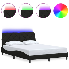 vidaXL fekete szövet ágykeret LED-es matrac nélkül 140x200 cm (3310673) ágy és ágykellék